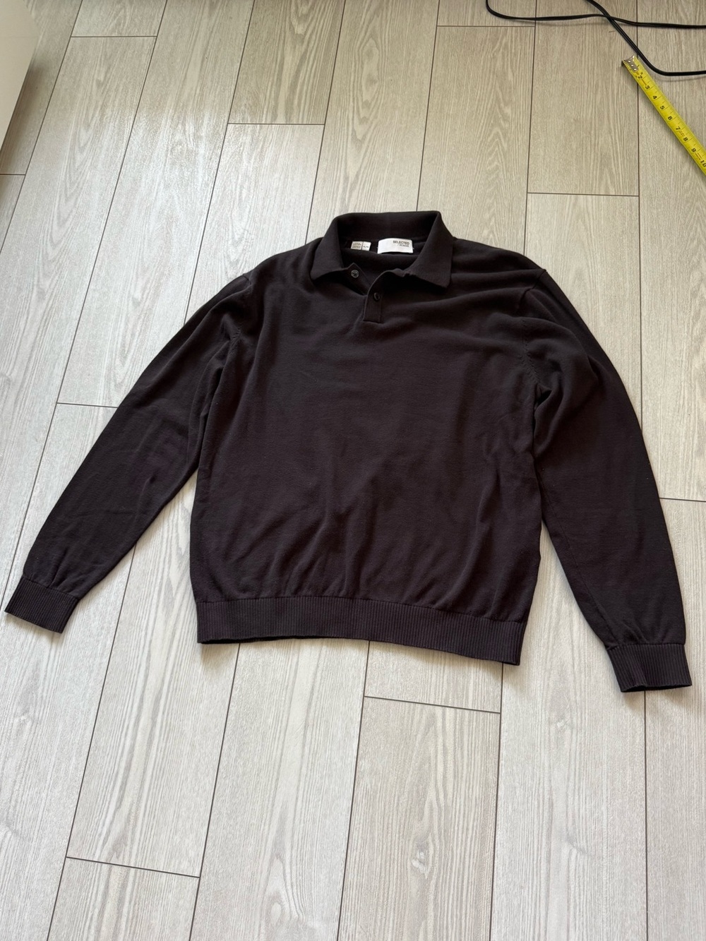 Selected Homme 100% cotton black polo long sleeve sweater XL classic business